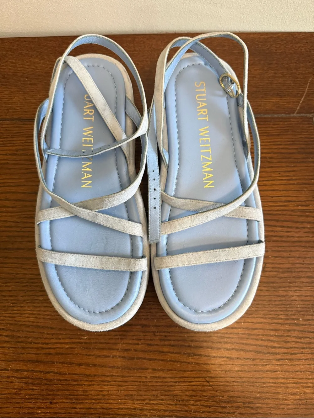 Stuart Weitzman Summer liftLight Blue Strappy Platform Sandals